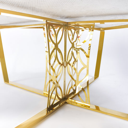 Modern White  Marble Table with Golden Leg