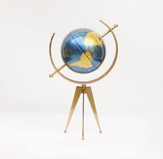 Unique Double Axis Globe With Golden Metal Tripod Stand