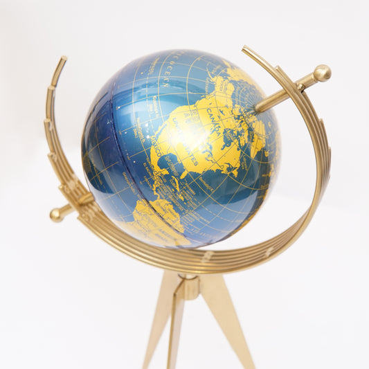 Unique Double Axis Globe With Golden Metal Tripod Stand