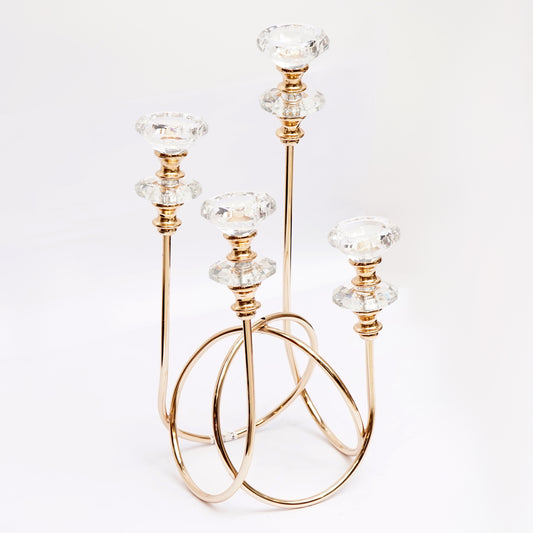 Candle Holders 4 Arms Candlesticks for Wedding/Party Centerpieces Decoration Crystal, Metal Candle Holder Set