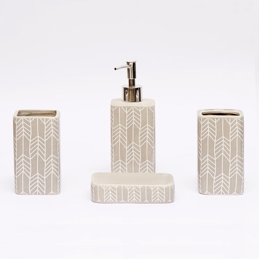 Arrows Design 4 Pcs Ceramic Bathroom Accessories Set
