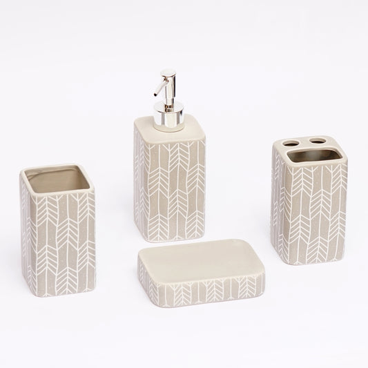 Arrows Design 4 Pcs Ceramic Bathroom Accessories Set