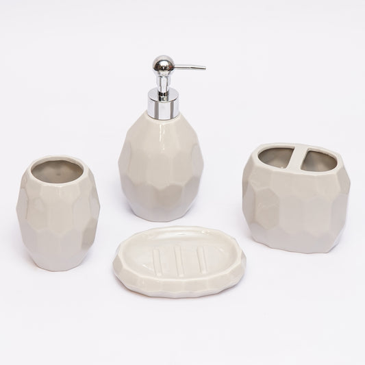 Ceramic Bathroom Accessories Set of 4 Bath Set with Soap Dispenser  Ceramic Bathroom Set  (Pack of 4)