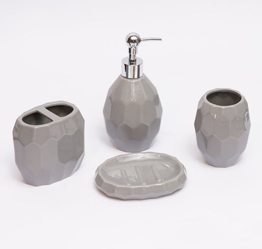 Ceramic Bathroom Accessories Set of 4 Bath Set with Soap Dispenser  Ceramic Bathroom Set  (Pack of 4)