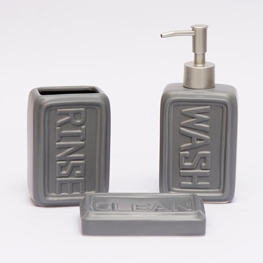 Ceramic Bathroom Set With Soap Dispenser - 3 Pcs