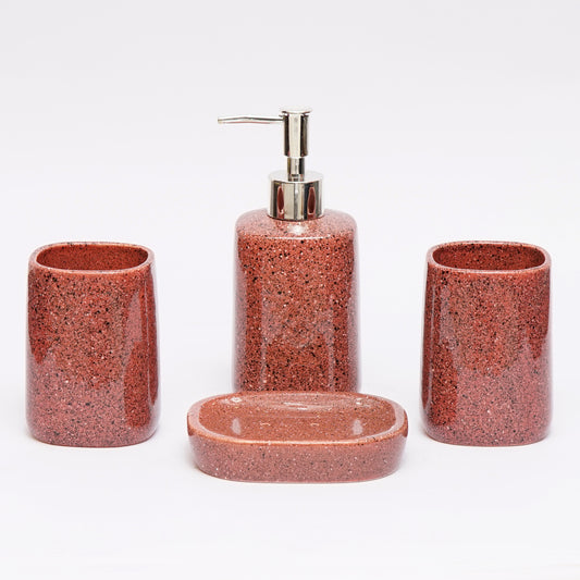 Red Ceramic Bathroom Set Of 4 .