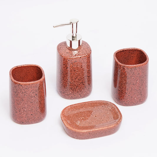 Red Ceramic Bathroom Set Of 4 .