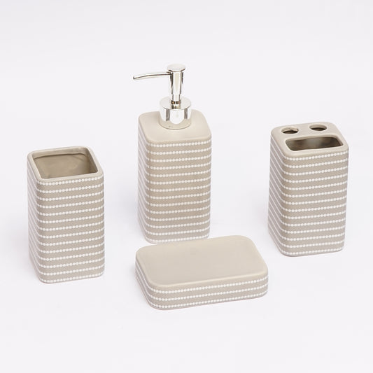 Dotted Lines 4 Pcs Ceramic Bathroom Accessories Set