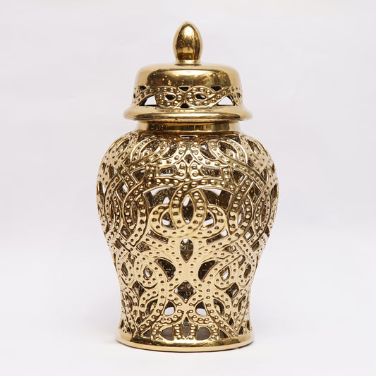 Gold Ginger Jar with Lid/Ceramic VASE or Flower vase for Home Décor