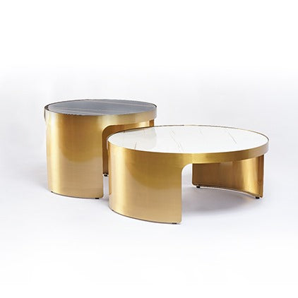 Elegant Luxury Golden Metal Base Modern Living Room Marble Round Tea End Table