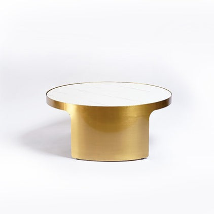 Elegant Luxury Golden Metal Base Modern Living Room Marble Round Tea End Table