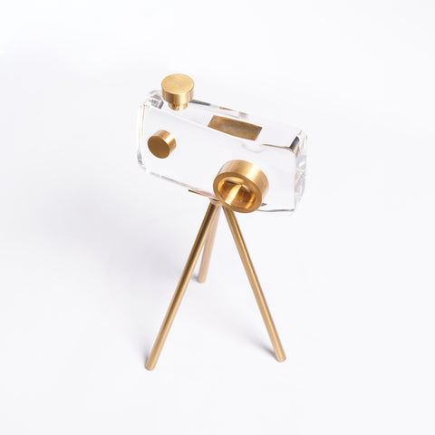 Modern Crystal Camera Ornaments With Gold Metal Stand