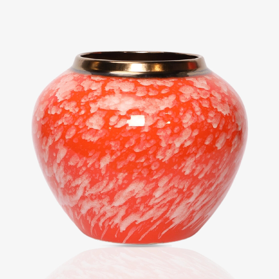 Vintage Red Porcelain Vase Set 3-Piece