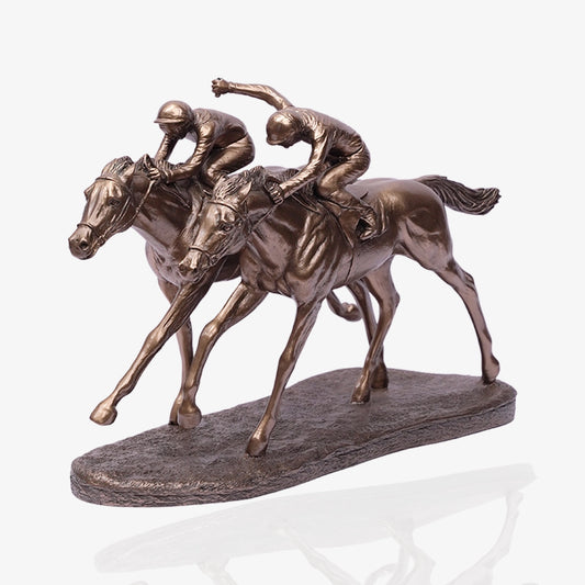 Jockey And Horse Racing Statue
