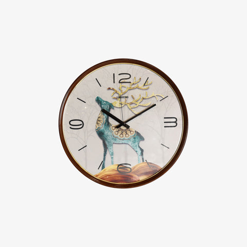 Reindeer Glass Plain Wall Clock