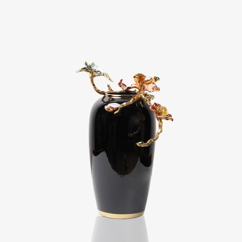 Ceramic Vase Set 3-Piece with Metal Flowers