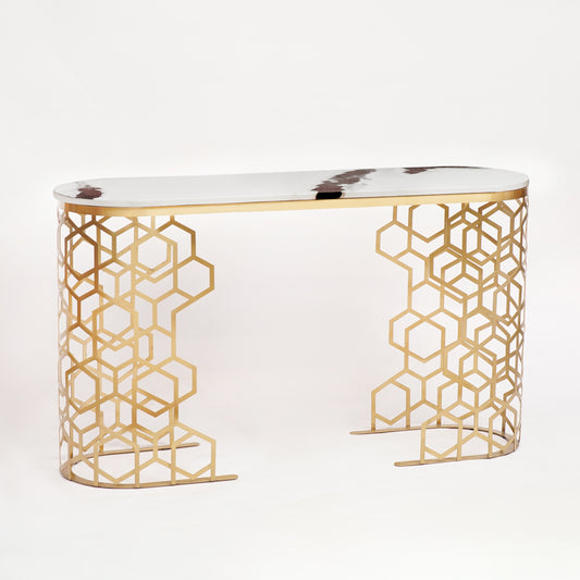 Modern Golden Marble Top Luxury Console Table