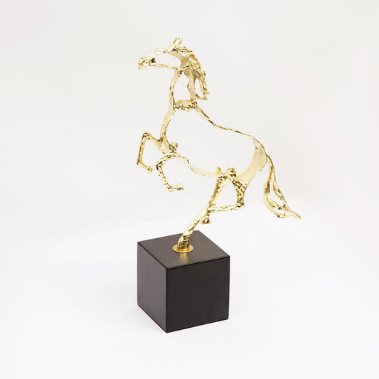 Hollow horse gold-plated crafts ornaments office decoration furnishings creative crystal decorative sted statue marble base