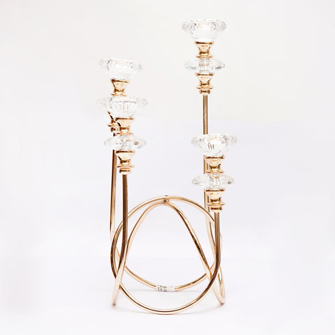 Candle Holders 4 Arms Candlesticks for Wedding/Party Centerpieces Decoration Crystal, Metal Candle Holder Set