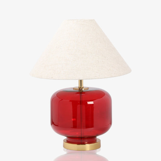 Red Metal-Base Glass Lamp