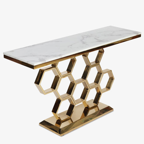 Brass Console with Marble Top